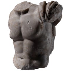 Antique Ancient Roman Marble Torso of Zeus, 50 AD