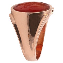 Ancient Roman Minerva intaglio ring, circa 3rd-4th century AD