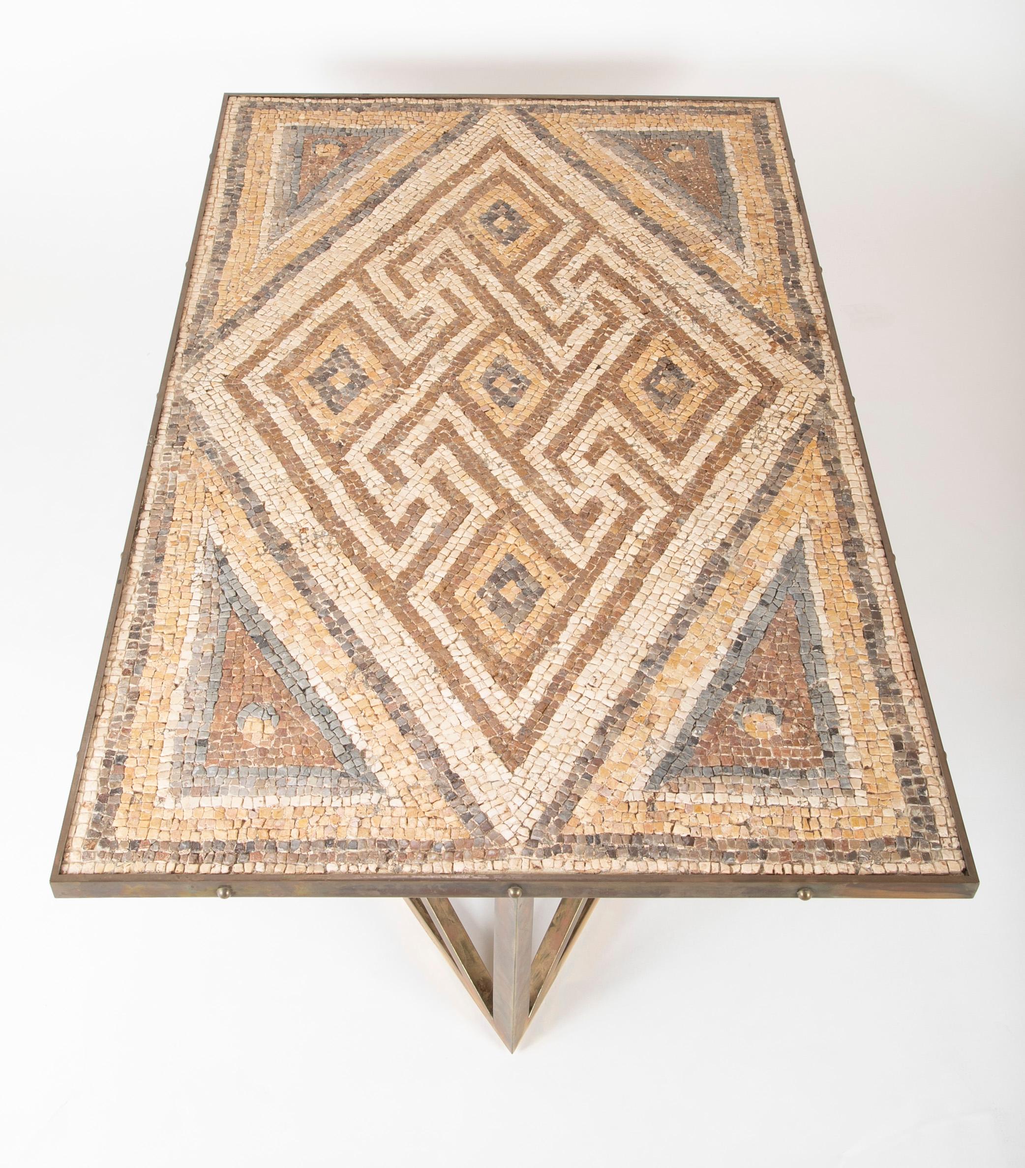 Classical Roman Ancient Roman Mosaic Slab Coffee Table