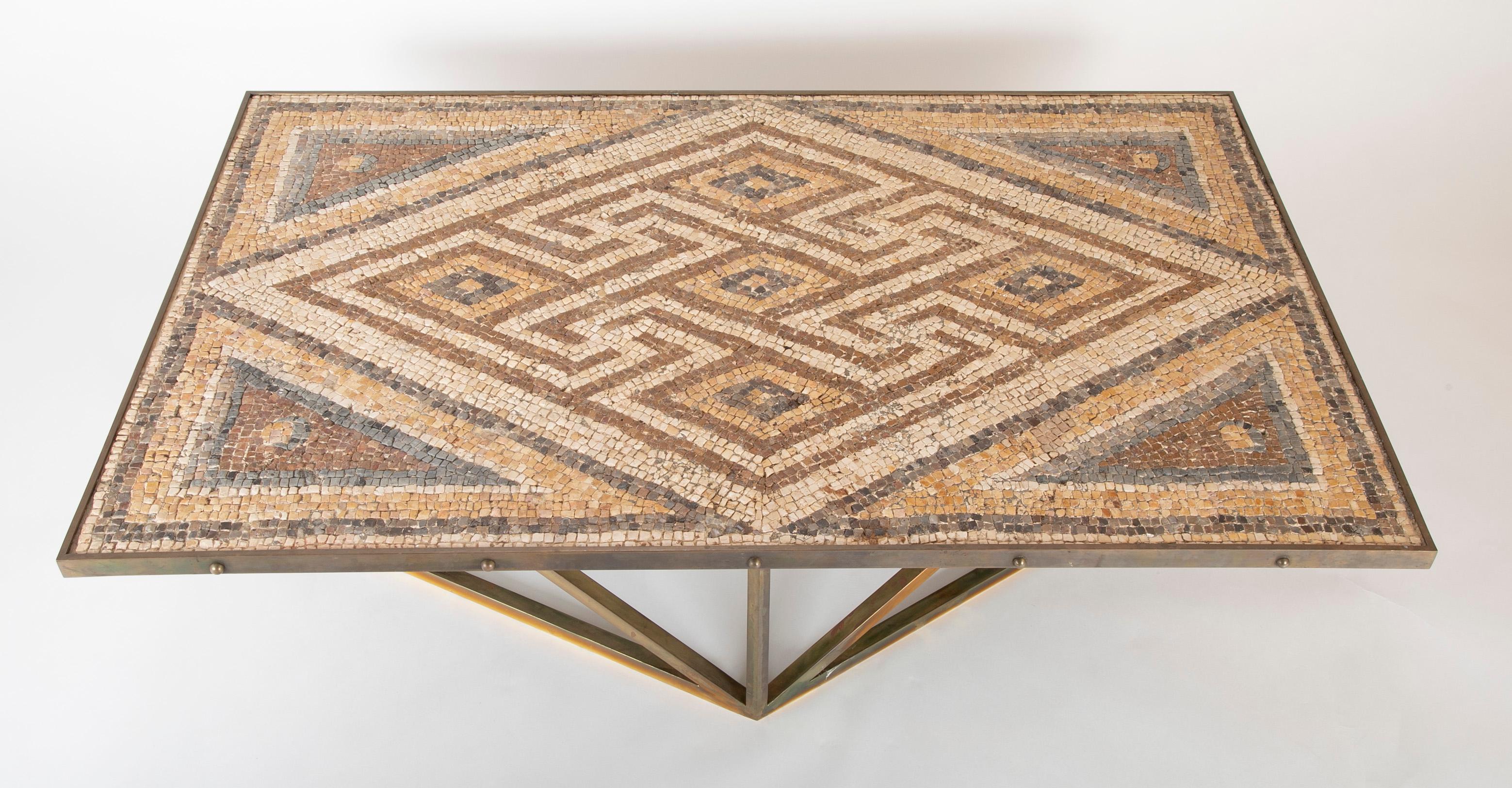 Italian Ancient Roman Mosaic Slab Coffee Table
