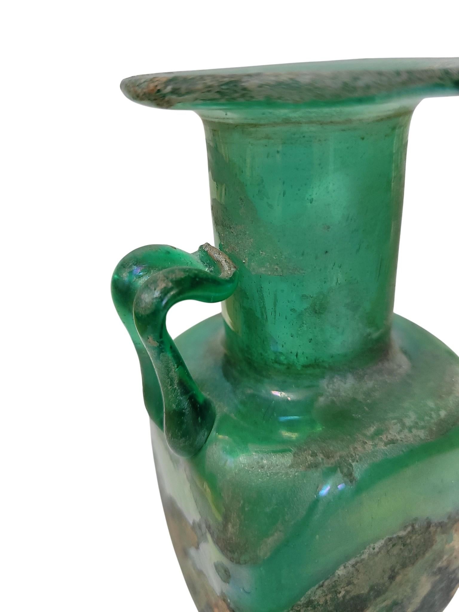 Ancient Roman or Early Islamic Glass Flask, , 1st–7th Century AD For Sale 9