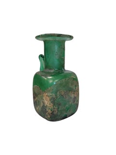 Ancient Roman Glass Flask, 1st–3rd Century AD