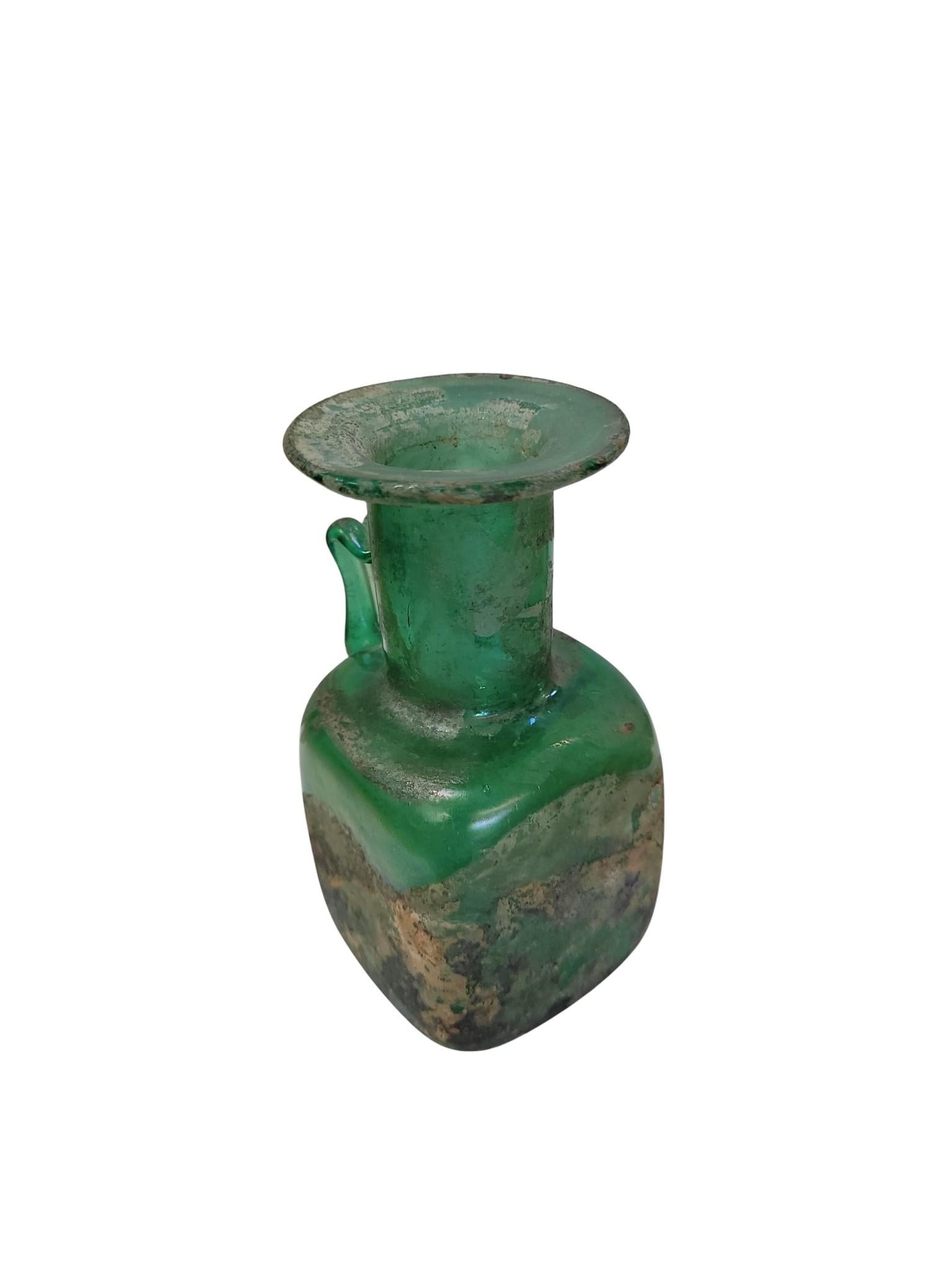 18th Century and Earlier Ancient Roman or Early Islamic Glass Flask, , 1st–7th Century AD For Sale