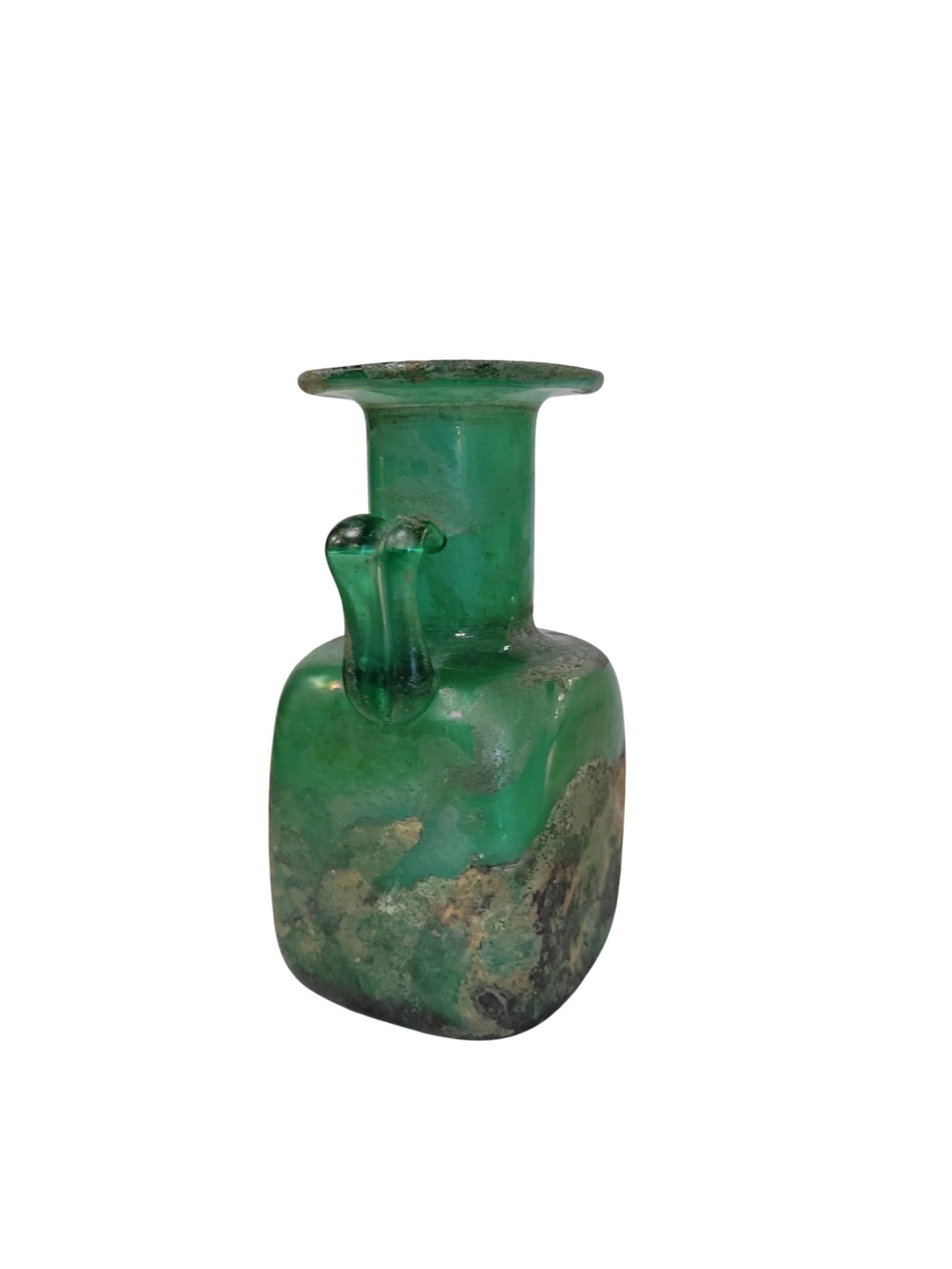 Ancient Roman or Early Islamic Glass Flask, , 1st–7th Century AD For Sale 4