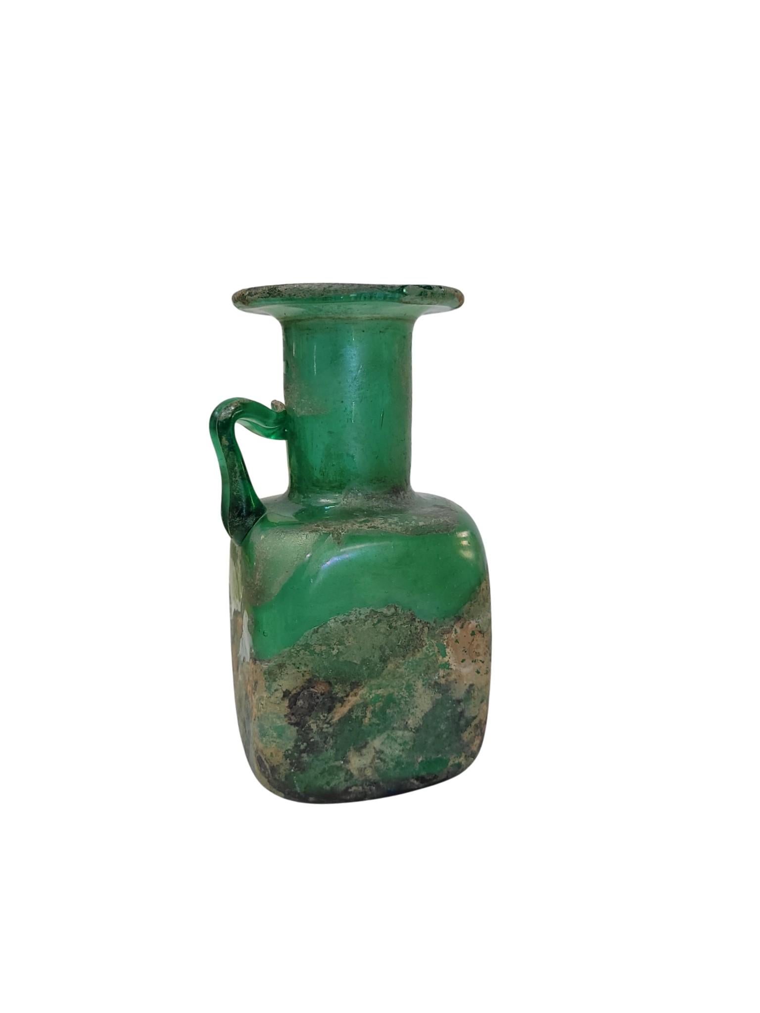Ancient Roman or Early Islamic Glass Flask, , 1st–7th Century AD For Sale 5