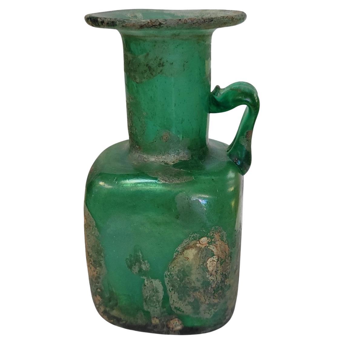 Ancient Roman or Early Islamic Glass Flask, , 1st–7th Century AD For Sale