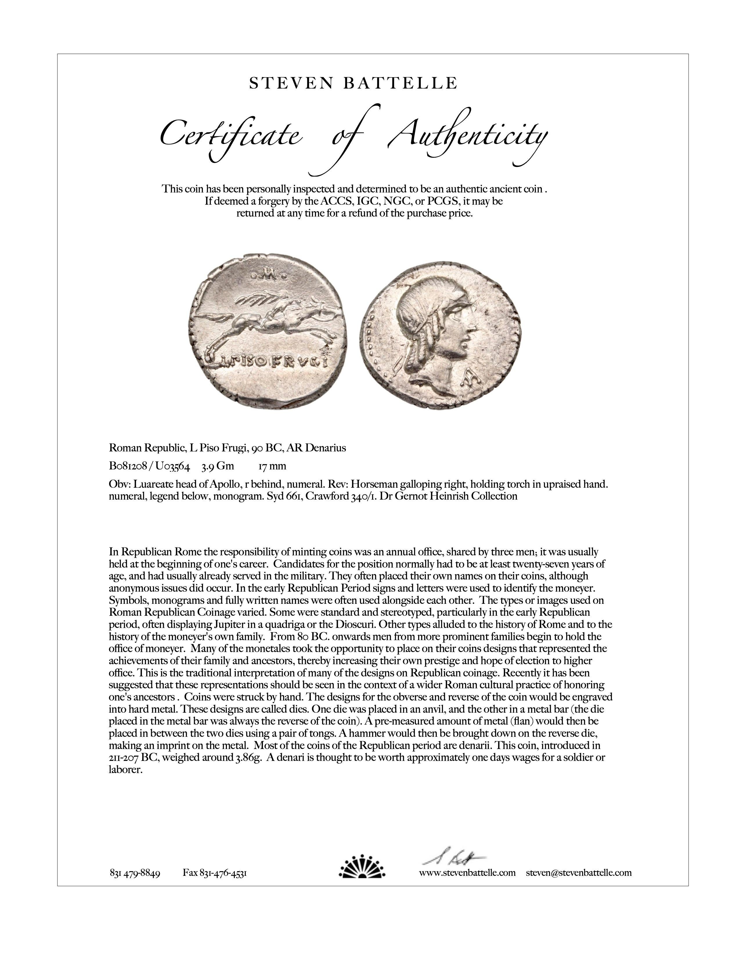 Ancienne République romaine 1er siècle av. J.-C. Pièce de monnaie Cheval au galop Pendentif en or 18K en vente 5