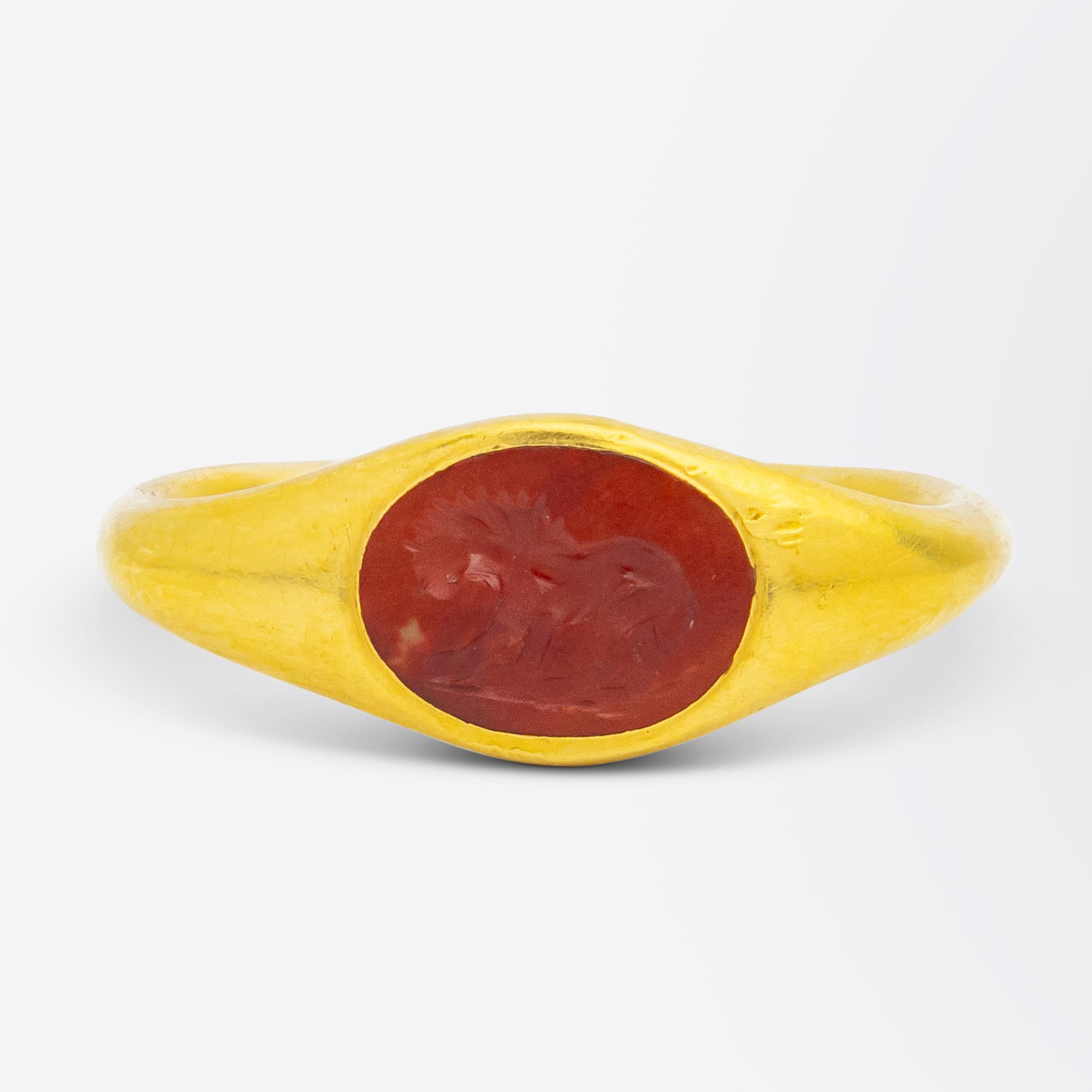 Uncut Ancient Roman Ring with Jasper Intaglio