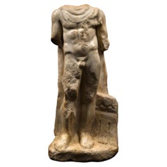 Ancient Roman Sculpture of the hero Hercules in marble