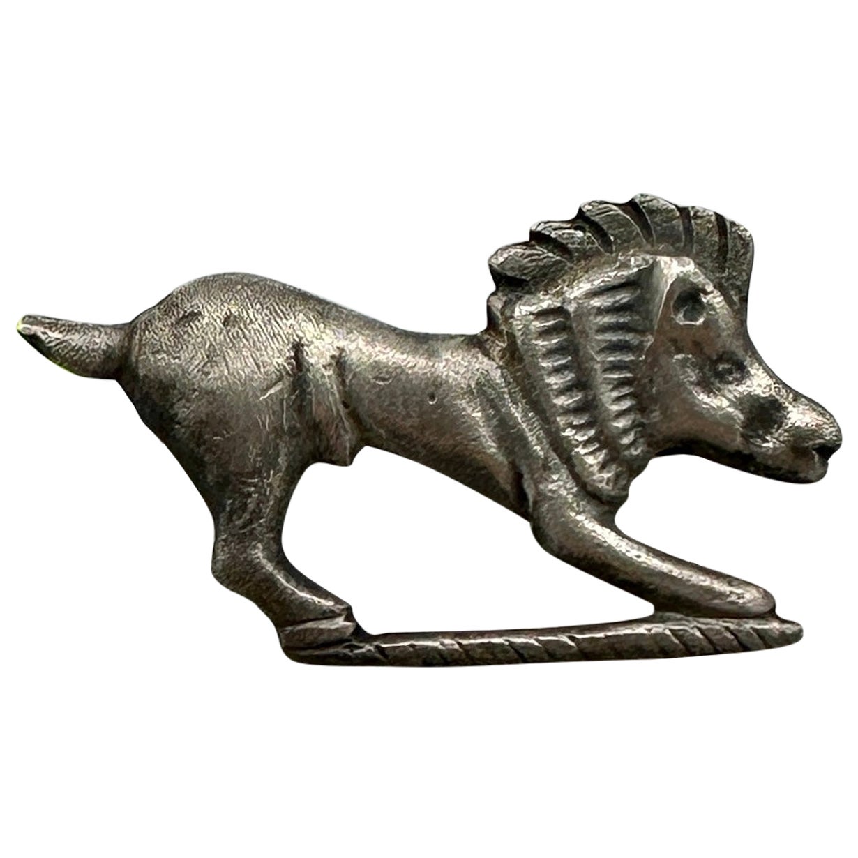 Antiguo broche romano de plata con fíbula de jabalí del siglo I-II d.C. Garantizado