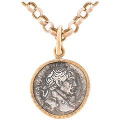 Ancient Roman Silver Coin Gold Pendant