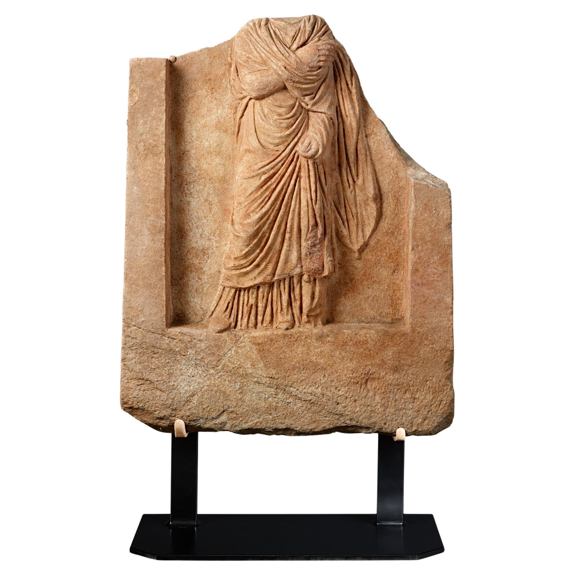 Ancient Roman Stele Relief Fragment For Sale