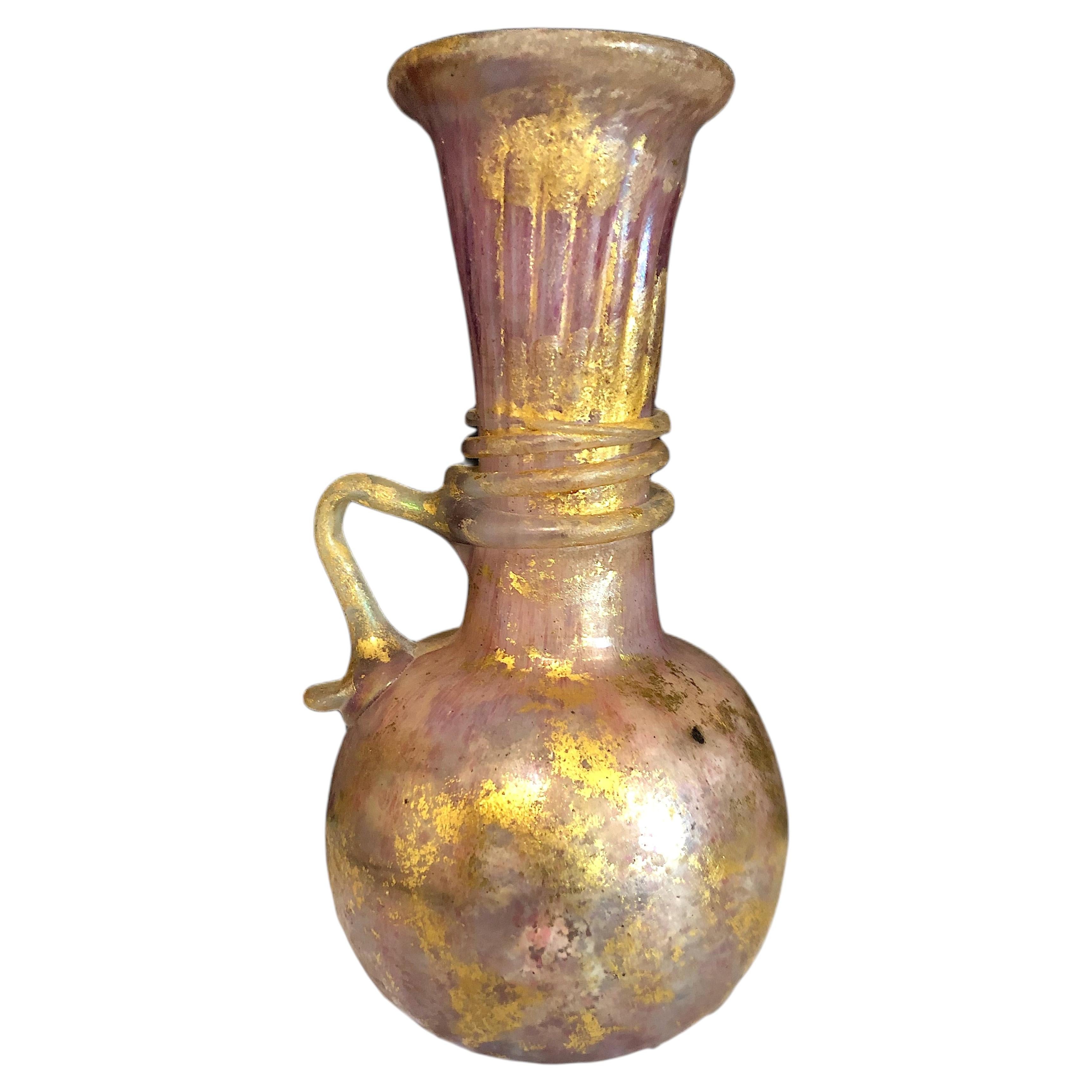Ancient Roman-style Art Glass Ewer Serving Vessel or Vase