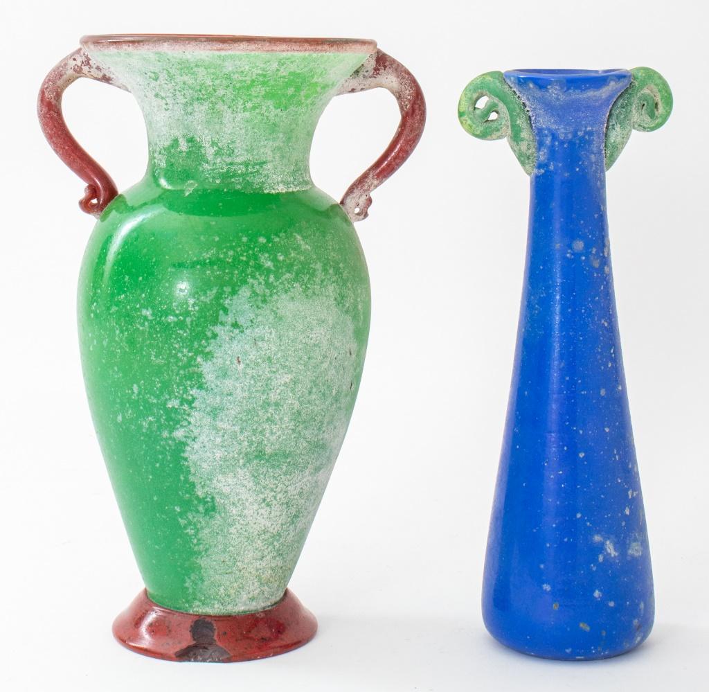 Archaistic Ancient Roman Style Vitreous Color Glass Vase, 2 For Sale