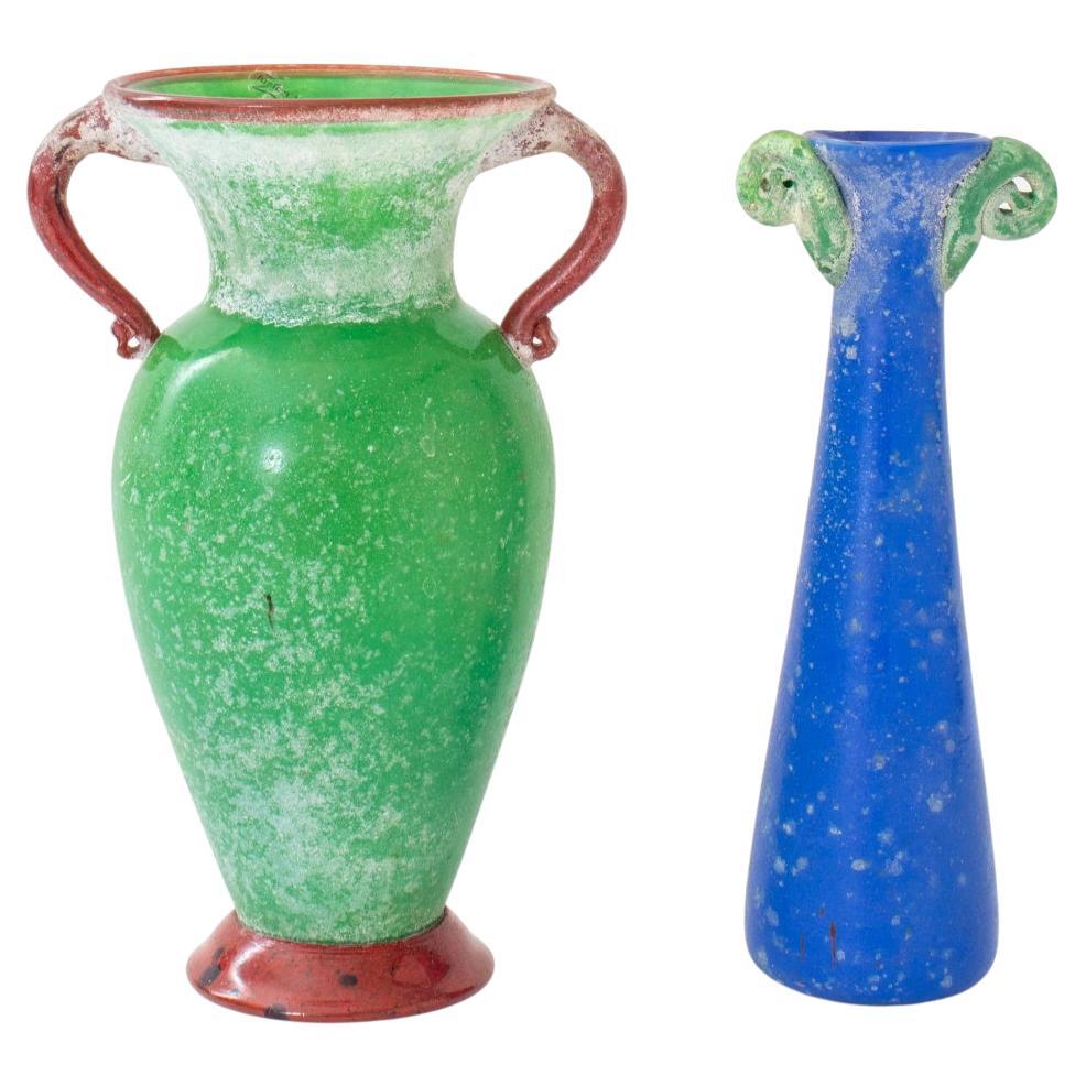 Ancient Roman Style Vitreous Color Glass Vase, 2 For Sale