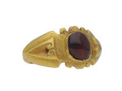 Ancient Roman Syrian Garnet Signet Ring, circa 3rd Century AD