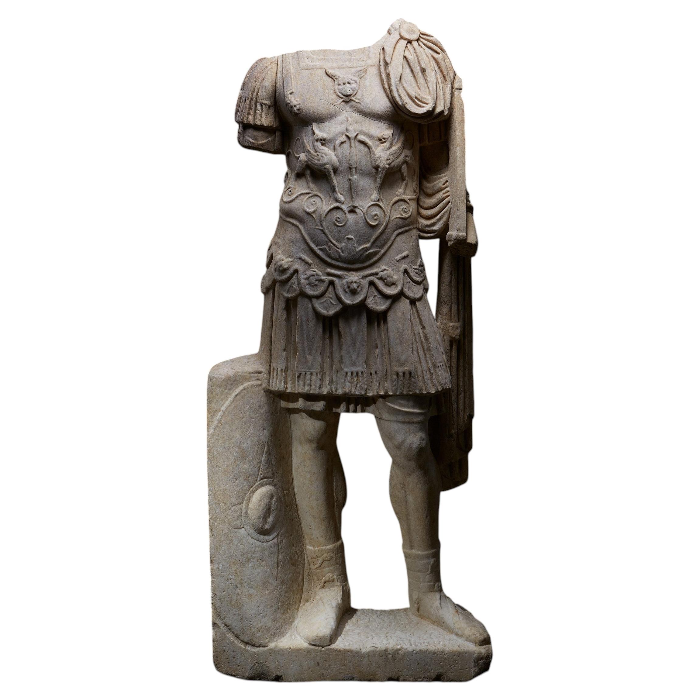 Ancient Roman, Toracata statue of Emperor in marble