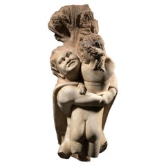 Ancient Roman Trapezophore of a satyr abducting a maenad
