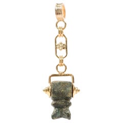 Ancient Roman Verdigris Pendant w/ 21K