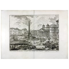 Piranesi Grand Tour Rome View Piazza della Rotonda 1751 Italian Etching