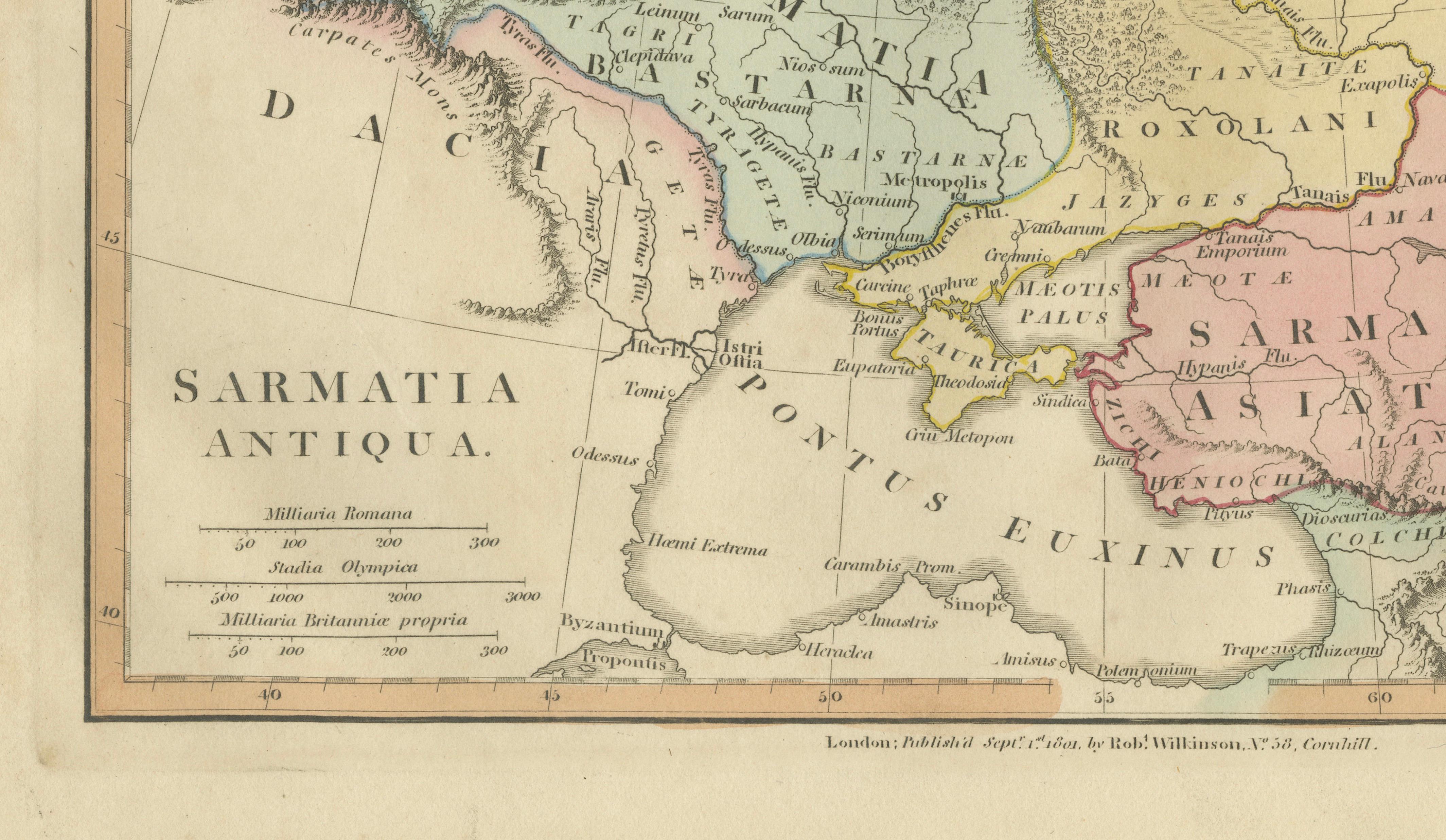 Ancient Sarmatia & Eastern Europe Map — Classical Geography, Wilkinson 1801