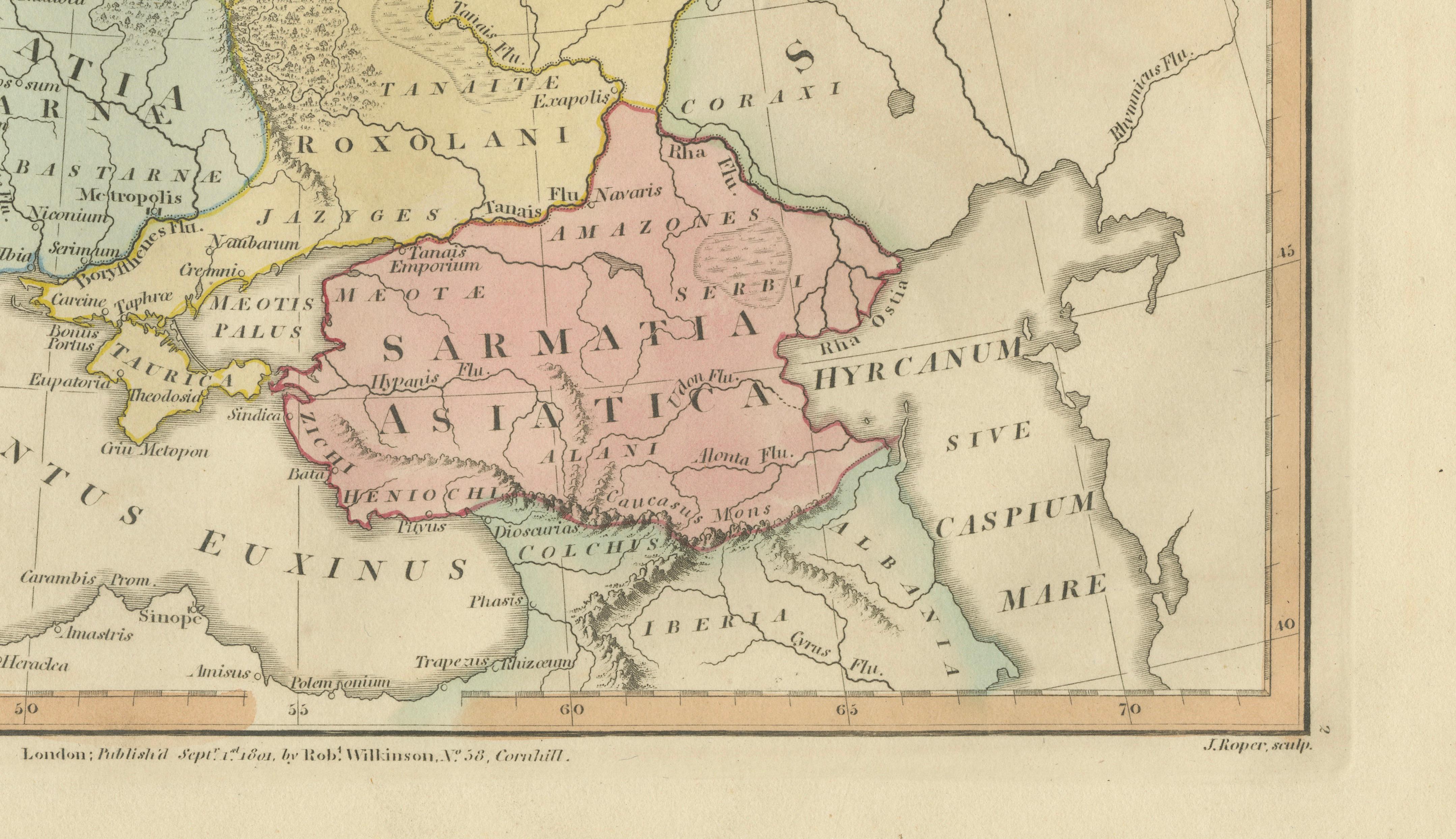 Ancient Sarmatia & Eastern Europe Map — Classical Geography, Wilkinson 1801