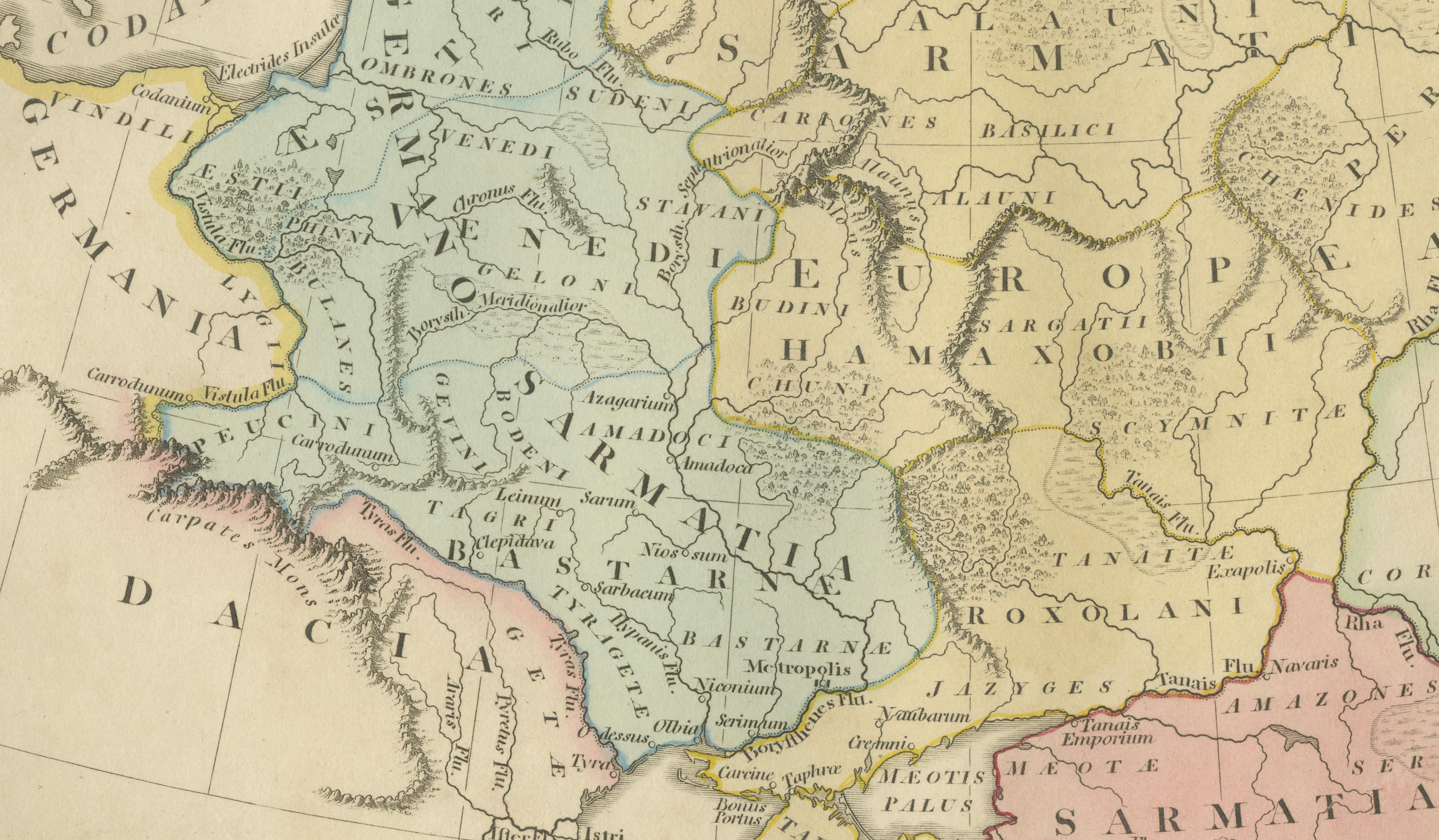 Ancient Sarmatia & Eastern Europe Map — Classical Geography, Wilkinson 1801