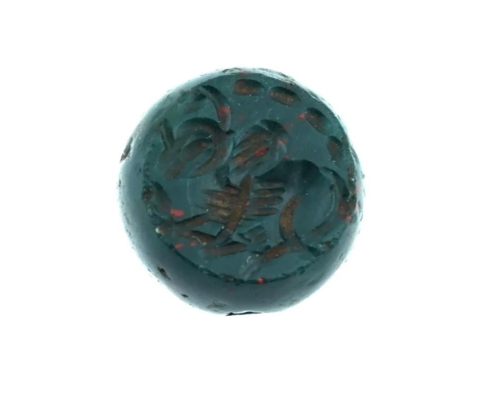 Women's or Men's Ancient Sasanian Carved Bloodstone Intaglio Bead