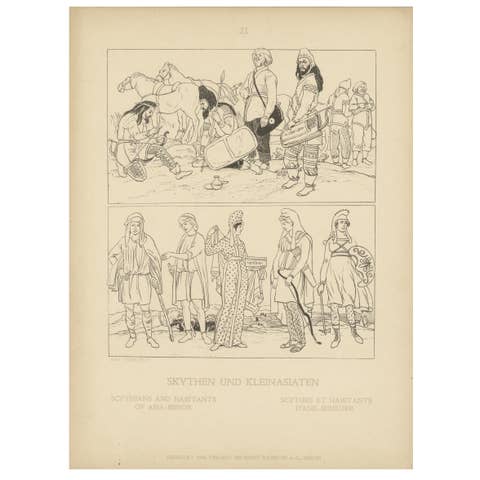 Ancient Scythians and Asia Minor Costumes – Antique Ethnographic Print, c.1905
