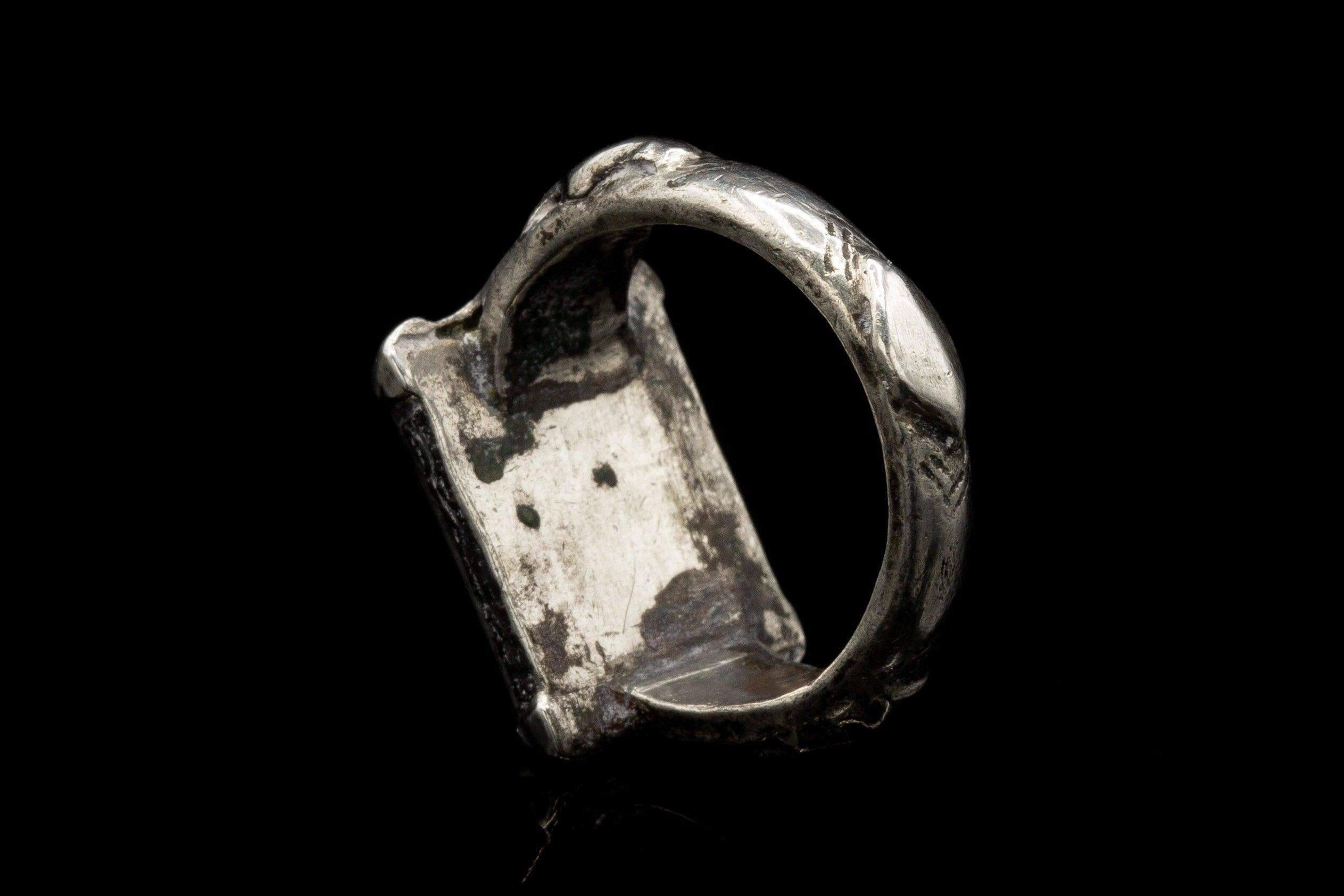 Ancient Seljuk Dynasty Islamic Nielloed Silver Signet Ring Medieval 2