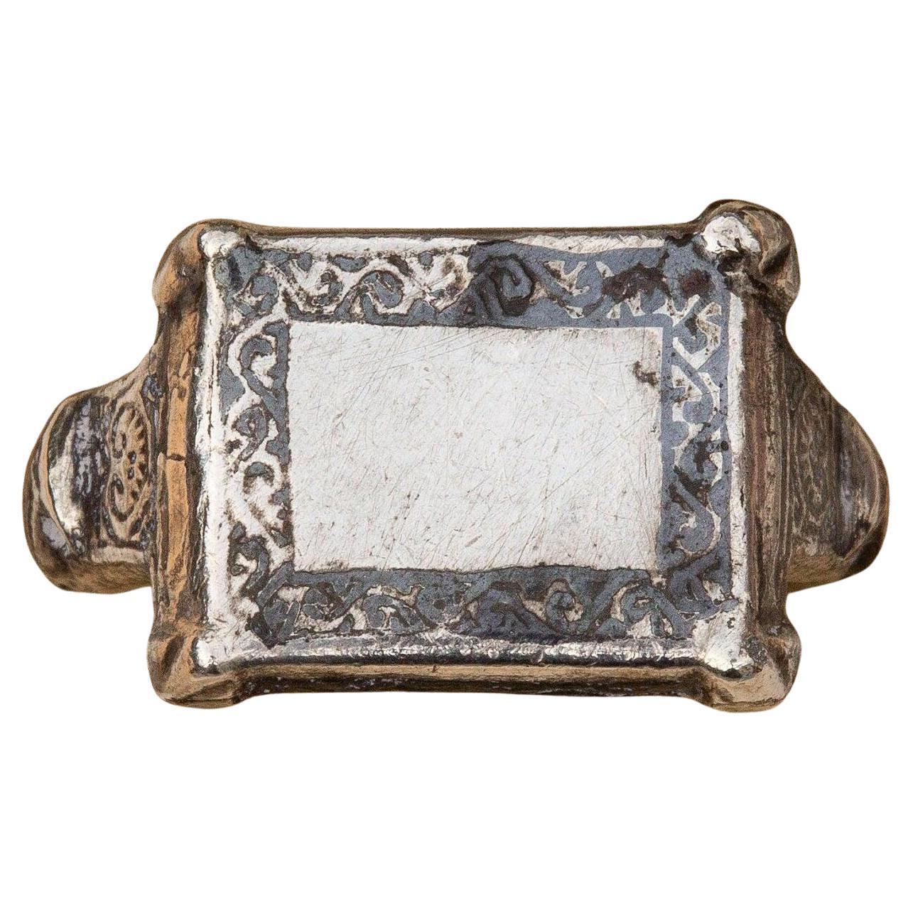 Ancient Seljuk Dynasty Islamic Nielloed Silver Signet Ring Medieval