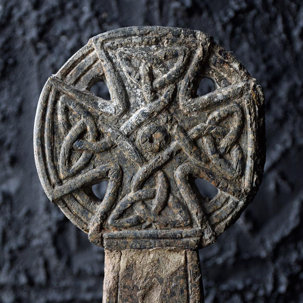 Hand-Carved Ancient Serpentine Celtic Cross