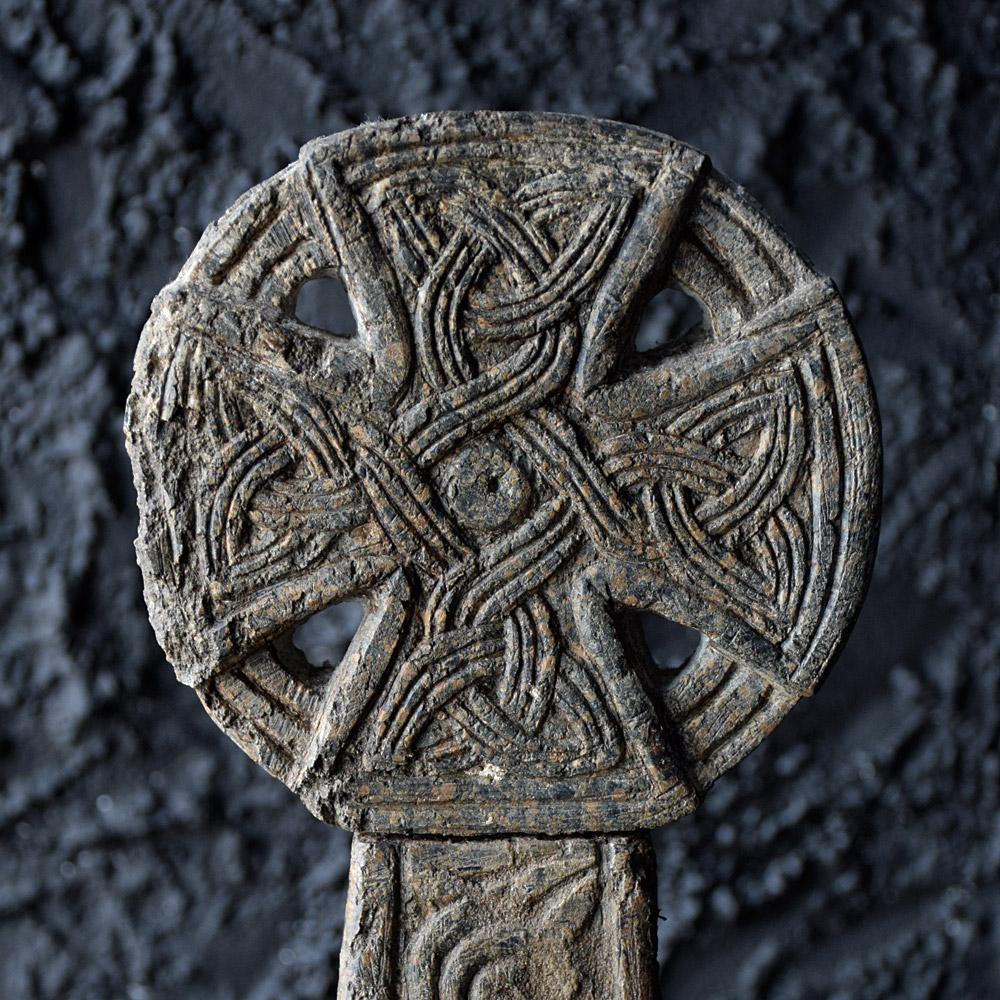 Ancient Serpentine Celtic Cross In Distressed Condition In London, GB