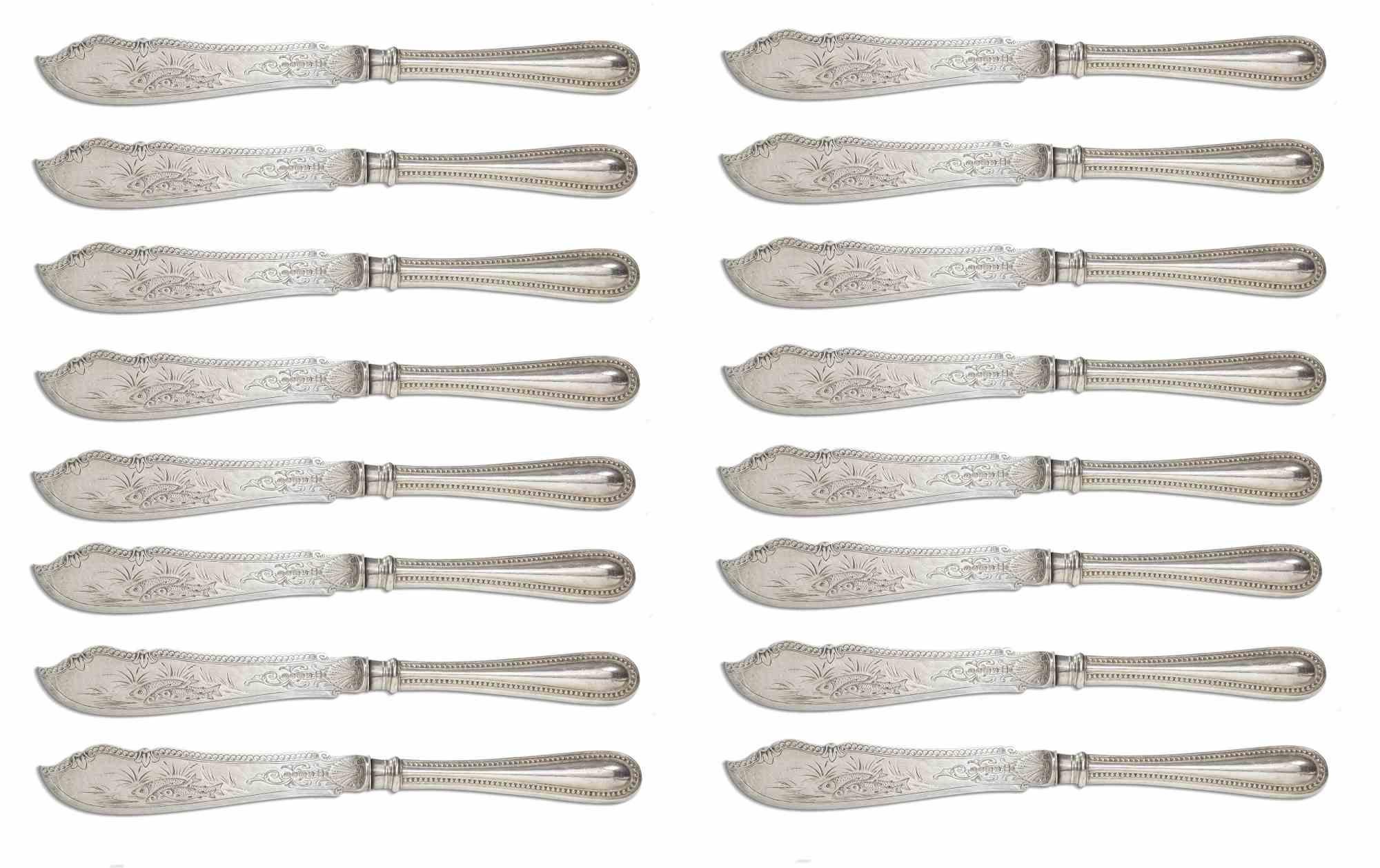 German Ancient Set of Knives in Sheffield, 1870s For Sale