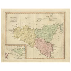 Ancient Sicily Map — Siciliae Antiquae Tabula, Roman Cities & Aeolian Isles 1800