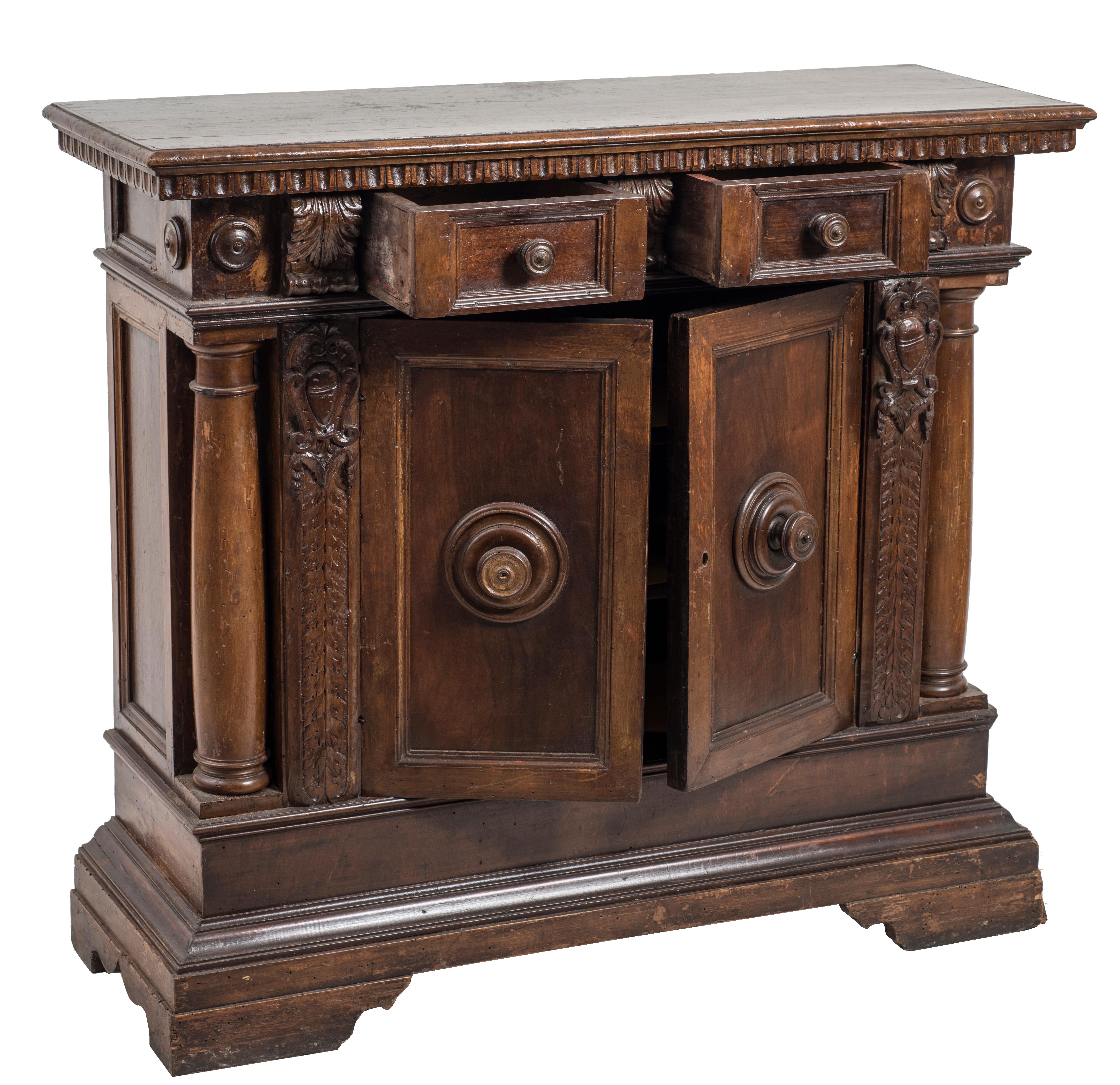 Ancient Sideboard in Walnut, Italy, End of the 19th Century In Good Condition In Roma, IT