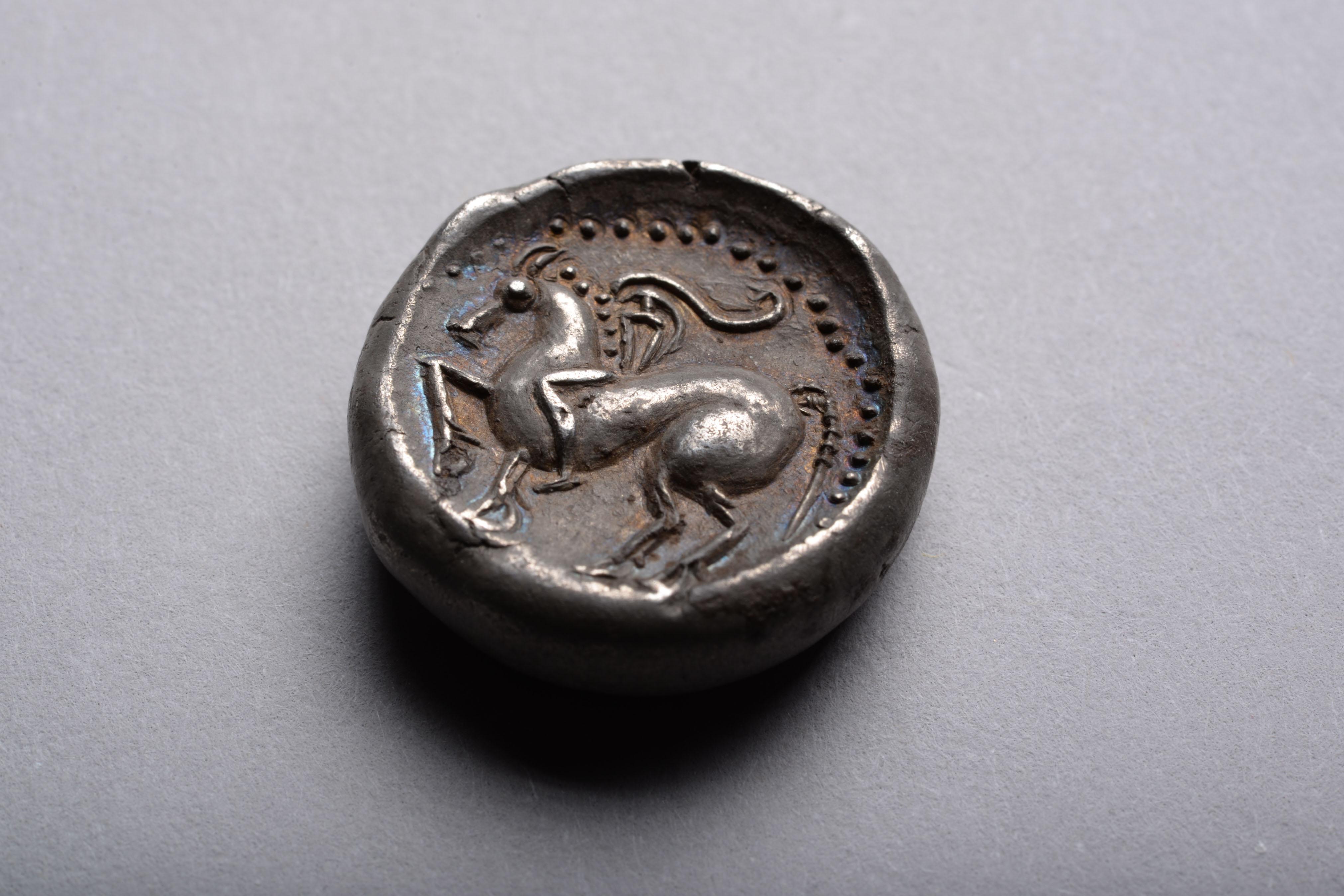 Ancient Silver Celtic Tetradrachm Coin In Excellent Condition For Sale In London, GB