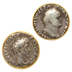 Ancient Silver Coin Cufflinks Yellow Gold Design by Ella Gafter