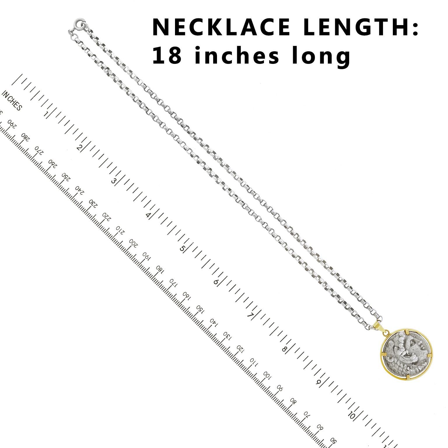 Ancient Silver Coin Set Gold Pendant Necklace 4