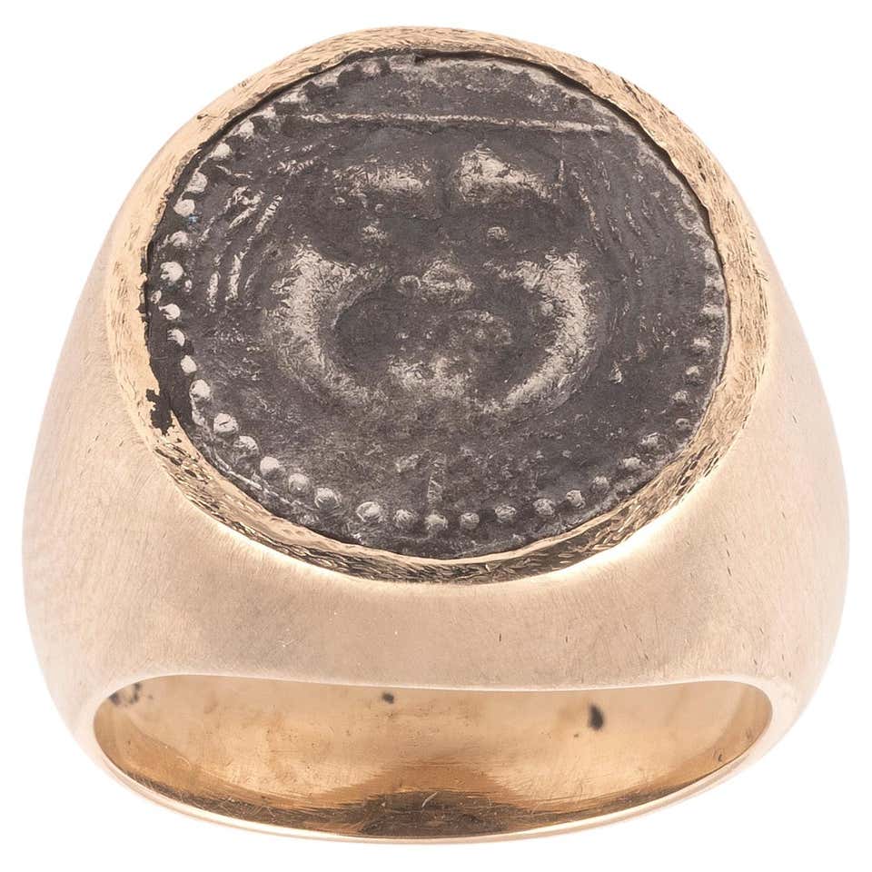 Authentic Ancient Greek Silver Coin and Octagon Ring For Sale at ...
