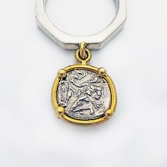 Ancient Silver Greek Coin Flip Charm Ring