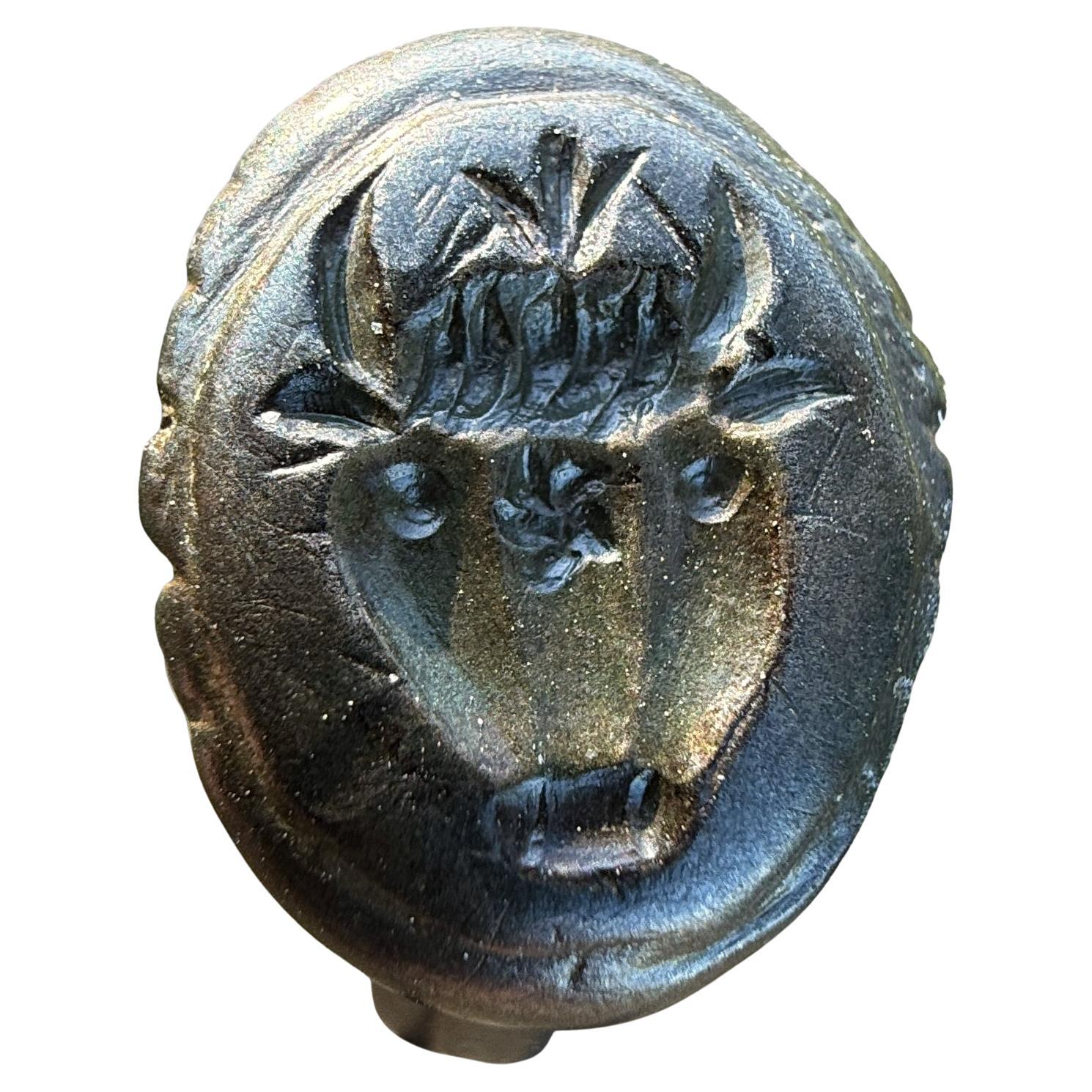 Ancient silver ring with an intaglio bucranium motif. Roman, 4th–5th ...