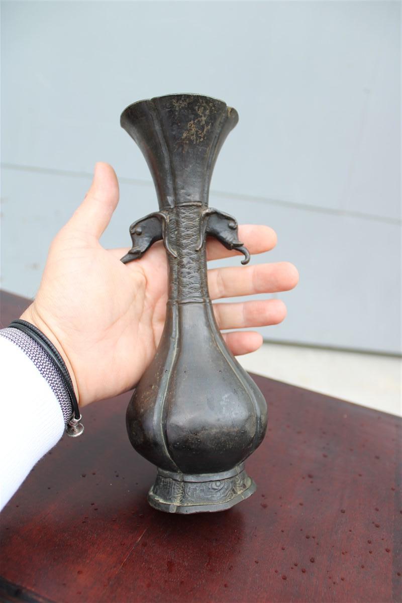 Antike Vase aus massiver Bronze mit chinesischen oder japanischen Elefanten aus der Antike im Angebot 6