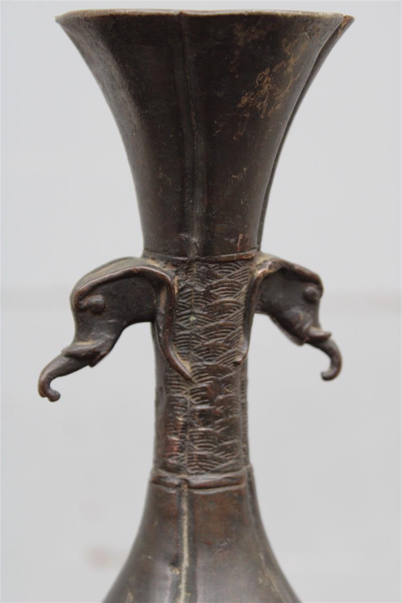 Antike Vase aus massiver Bronze mit chinesischen oder japanischen Elefanten aus der Antike im Zustand „Gut“ im Angebot in Palermo, Sicily