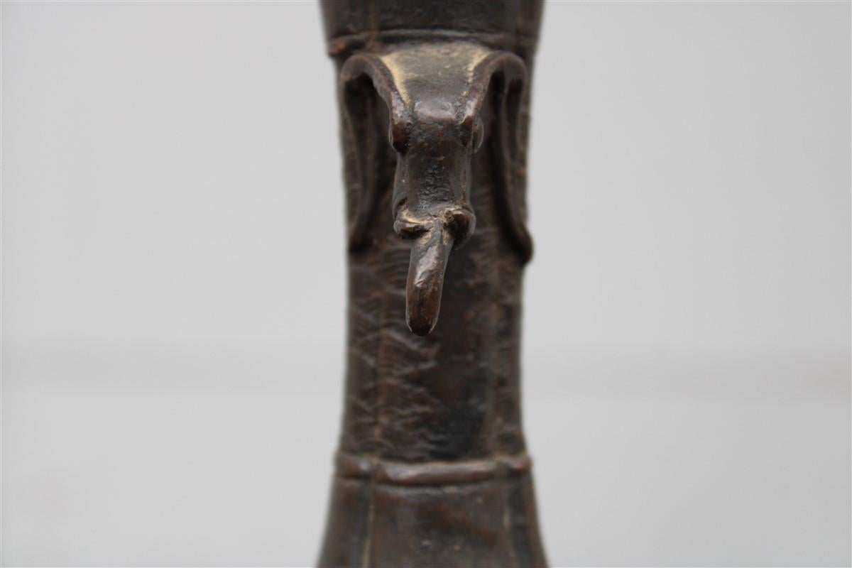 Antike Vase aus massiver Bronze mit chinesischen oder japanischen Elefanten aus der Antike im Angebot 2