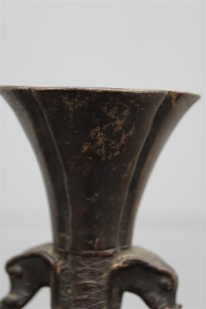 Antike Vase aus massiver Bronze mit chinesischen oder japanischen Elefanten aus der Antike im Angebot 4