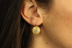 Ancient Spiral Swirl Drop Earrings - Champagne Diamonds in 22K Yellow Gold