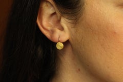 Ancient Spiral Swirl Small Drop Earrings - Greco-Roman Design in 22K Yellow Gold