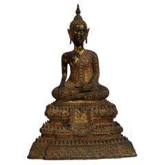 Antike Statue eines Buddha, buddha, spätes 19. bis frühes 20. Jahrhundert, Südostasien