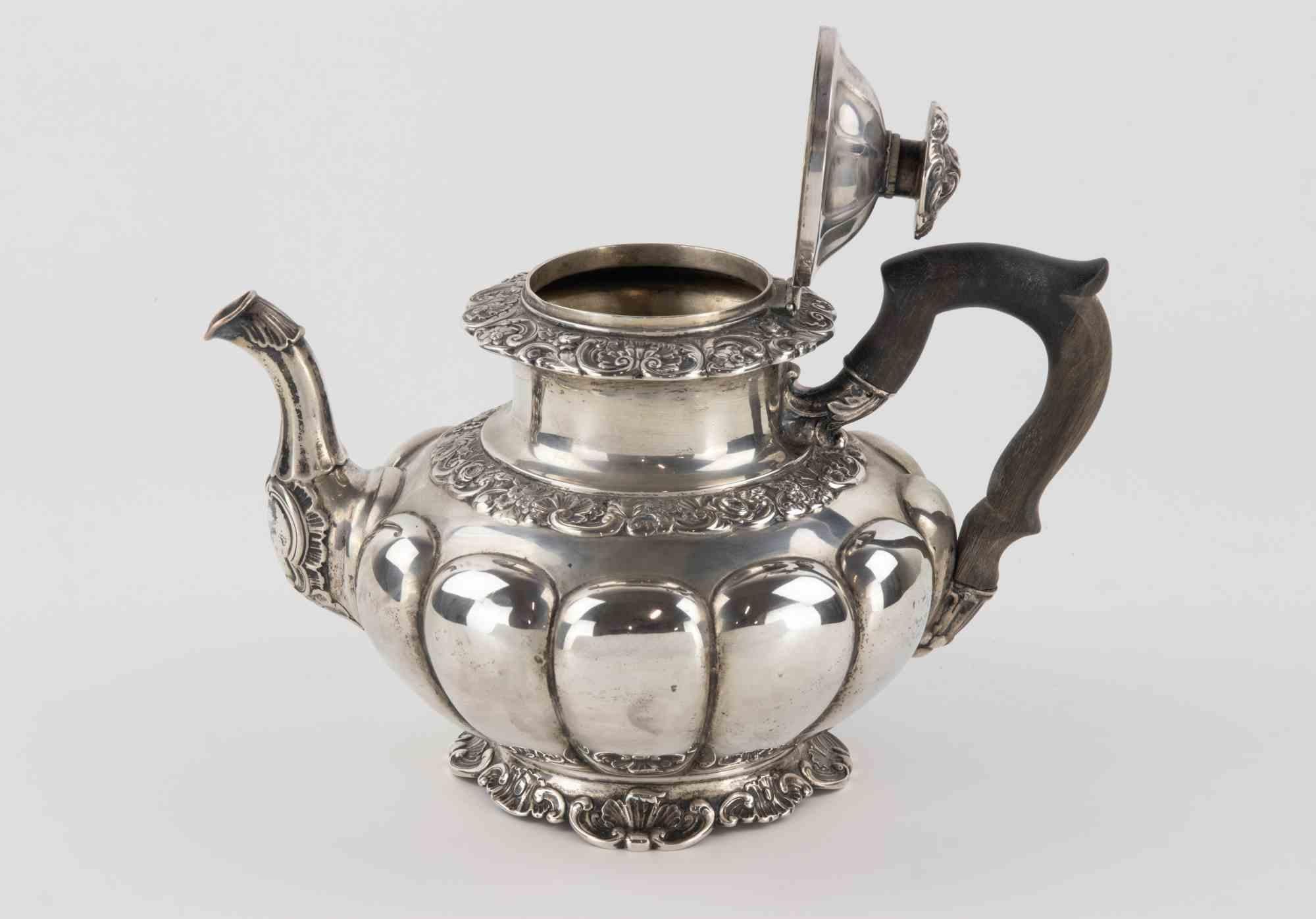 Ancient Sterling Silver Coffee and Tea Set, Italy, 19th Century For Sale 9